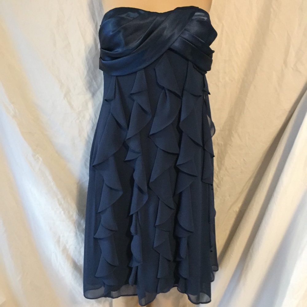 Cache 6 Ruffle Dress Homecoming Short Blue